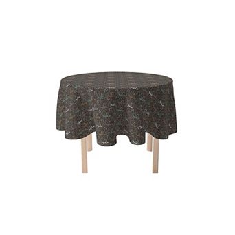 Round Tablecloth, 100% Polyester, 90" Round, Deer in Trees