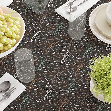 Round Tablecloth, 100% Polyester, 90" Round, Deer in Trees