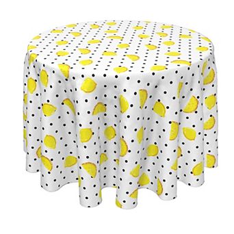 Round Tablecloth, 100% Polyester, 70" Round, Summertime Lemons
