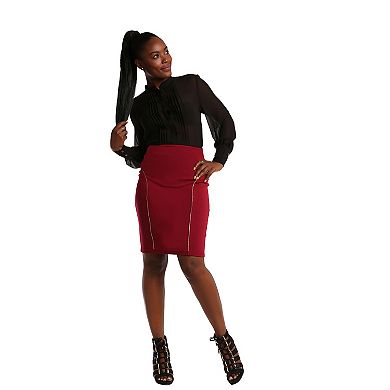 Tiffy Pencil Skirt With Zipper Trim On Princess Lines