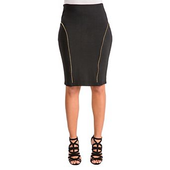 Tiffy Pencil Skirt With Zipper Trim On Princess Lines