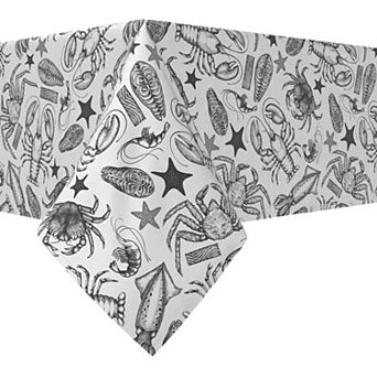 Rectangular Tablecloth, 100% Cotton, 60x84", Seafood Skectch
