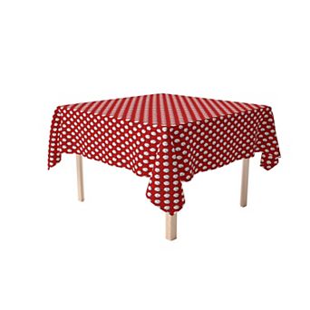 Square Tablecloth, 100% Polyester, 54x54", Baseballs Red