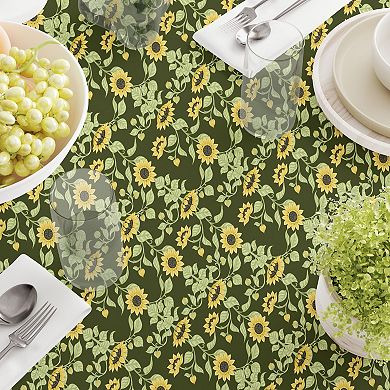 Square Tablecloth, 100% Cotton, 52x52", Floral 114