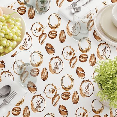 Round Tablecloth, 100% Polyester, 90" Round, Coffee Shop Print