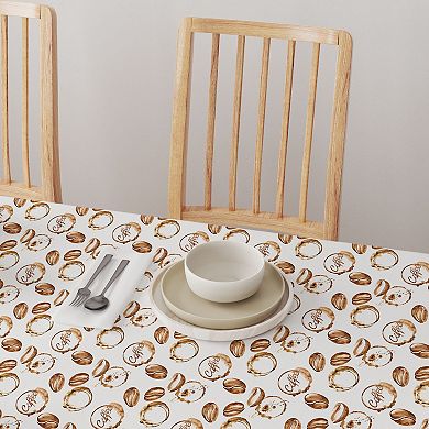 Round Tablecloth, 100% Polyester, 90" Round, Coffee Shop Print