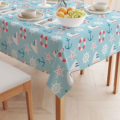 Square Tablecloth, 100% Polyester, 70x70", Cartoon Nautical Adventure