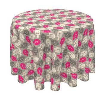 Round Tablecloth, 100% Polyester, 90" Round, Dreidel Wrapping Wallpaper