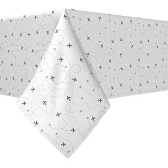 Rectangular Tablecloth, 100% Cotton, 60x84", Airplane Route Design