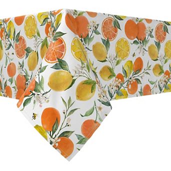 Rectangular Tablecloth, 100% Cotton, 52x120", Oranges & lemons