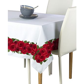 Square Tablecloth, 100% Polyester, 54x54", Rose Garland