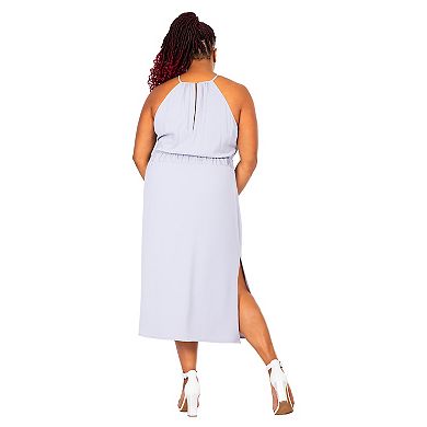 Cadence Women's Plus Size Halter Neck Elegant Flowy Maxi Dress