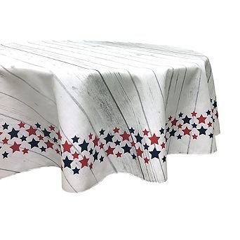 Round Tablecloth, 100% Polyester, 60" Round, Textured July 4th Garland Border