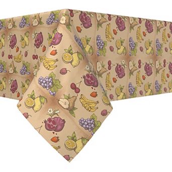 Rectangular Tablecloth, 100% Cotton, 52x104", Bunches of Fruit