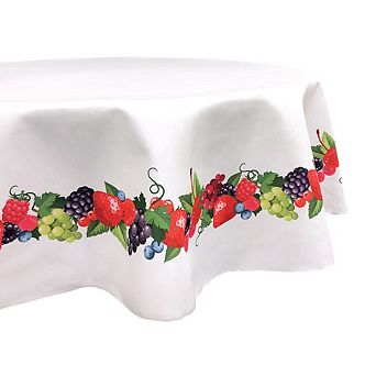 Round Tablecloth, 100% Polyester, 60" Round, Bountiful Berries Garland