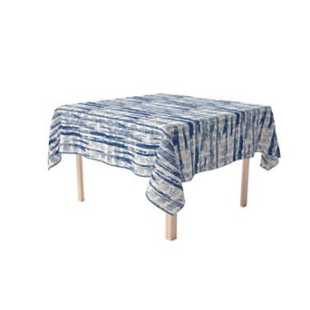 Square Tablecloth, 100% Cotton, 52x52", Blue Batik Stripe