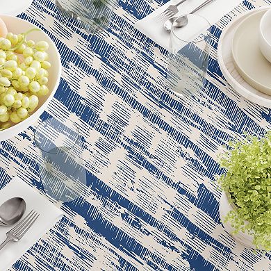 Square Tablecloth, 100% Cotton, 52x52", Blue Batik Stripe