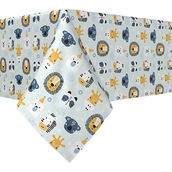 Rectangular Tablecloth, 100% Cotton, 60x120", Animal Faces