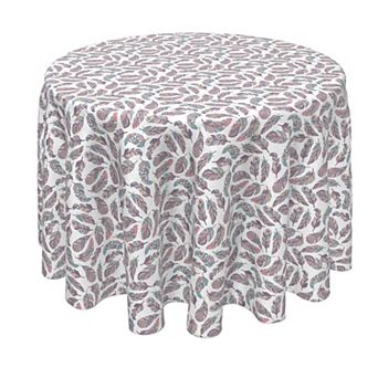 Round Tablecloth, 100% Polyester, 60" Round, Patterned Feathers