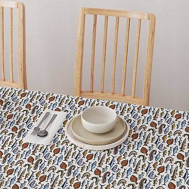 Round Tablecloth, 100% Polyester, 70" Round, Fresh Catch