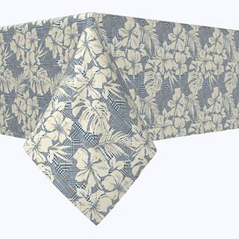 Square Tablecloth, 100% Polyester, 70x70", Hibiscus Houndstooth