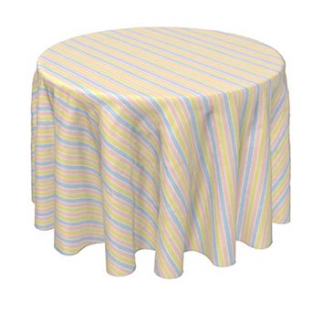 Round Tablecloth, 100% Polyester, 70" Round, Pastel Stripes