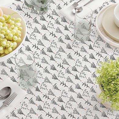 Square Tablecloth, 100% Cotton, 52x52", Christmas Tree Doodles