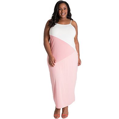 Plus Size Maliah Jersey Colorblocked Tank Maxi Dress