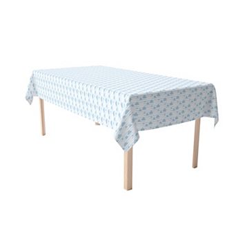 Rectangular Tablecloth, 100% Cotton, 60x84", Blue Clouds & Stripes