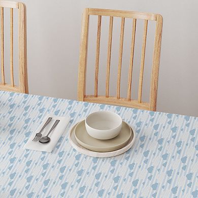 Rectangular Tablecloth, 100% Cotton, 60x84", Blue Clouds & Stripes