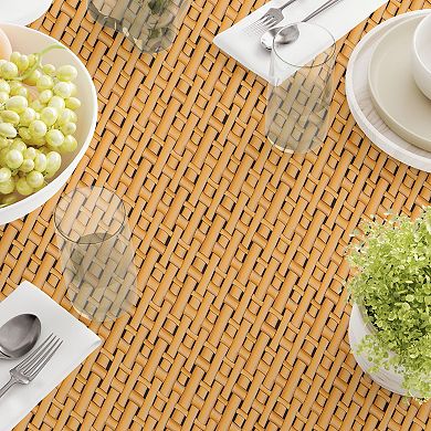 Round Tablecloth, 100% Polyester, 70" Round, Bam boo Cane Wicker