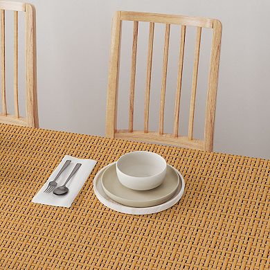 Round Tablecloth, 100% Polyester, 70" Round, Bam boo Cane Wicker