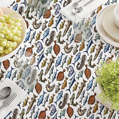 Square Tablecloth, 100% Cotton, 52x52", Fresh Catch