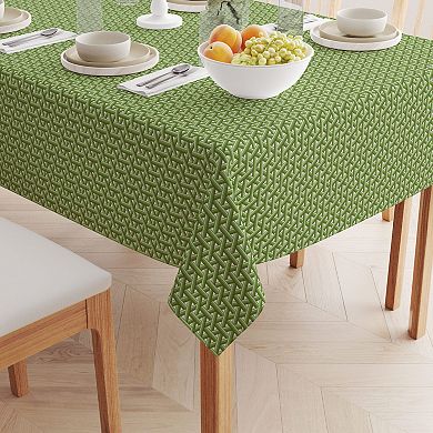 Square Tablecloth, 100% Polyester, 70x70", Intertwined Green Wicker