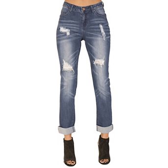 Chanelle Vintage Destroyed Wash Extra Curvy Fit Skinny Boyfriend Jeans