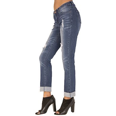 Chanelle Vintage Destroyed Wash Extra Curvy Fit Skinny Boyfriend Jeans