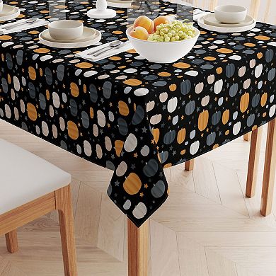 Rectangular Tablecloth, 100% Cotton, 60x120", Halloween Pumpkin and Stars