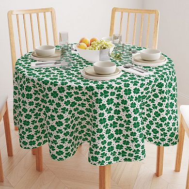 Round Tablecloth, 100% Polyester, 90" Round, St. Patrick's Day Shamrock Decoration