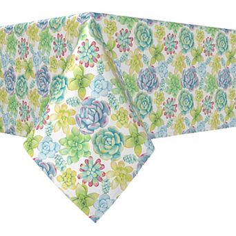 Square Tablecloth, 100% Polyester, 70x70", Vibrant Succulents