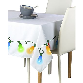 Square Tablecloth, 100% Polyester, 60x60", Christmas Lights Garland