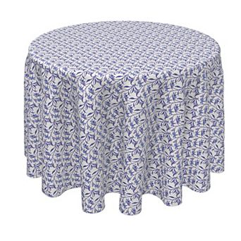 Round Tablecloth, 100% Polyester, 70" Round, Lilies in Blue Hues