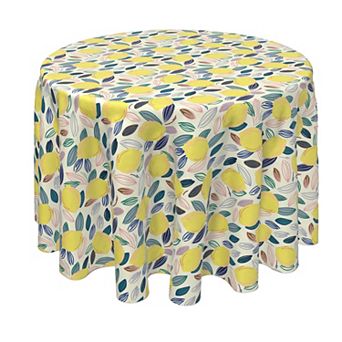 Round Tablecloth, 100% Polyester, 70" Round, Summer Lemon Sketch
