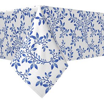 Rectangular Tablecloth, 100% Cotton, 60x84", Swirly Blue Vines