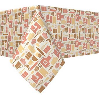 Rectangular Tablecloth, 100% Cotton, 52x84", Baking Icons