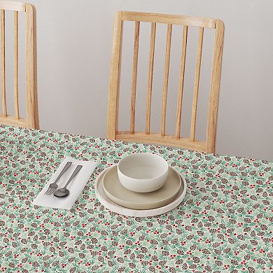 Rectangular Tablecloth, 100% Cotton, 60x120", Holiday Foliage & Berries