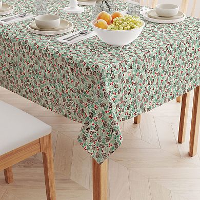 Rectangular Tablecloth, 100% Cotton, 60x120", Holiday Foliage & Berries