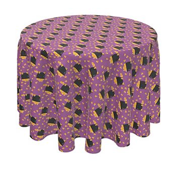 Round Tablecloth, 100% Polyester, 60" Round, Pot of Candy Corn
