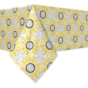 Rectangular Tablecloth, 100% Cotton, 52x120", Abstract Sunflowers