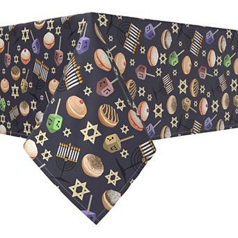 Rectangular Tablecloth, 100% Polyester, 60x104", Dreidel Delightfulness