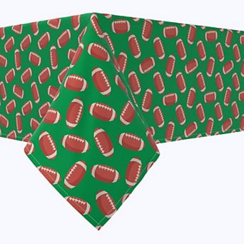 Rectangular Tablecloth, 100% Cotton, 52x84", Footballs Green